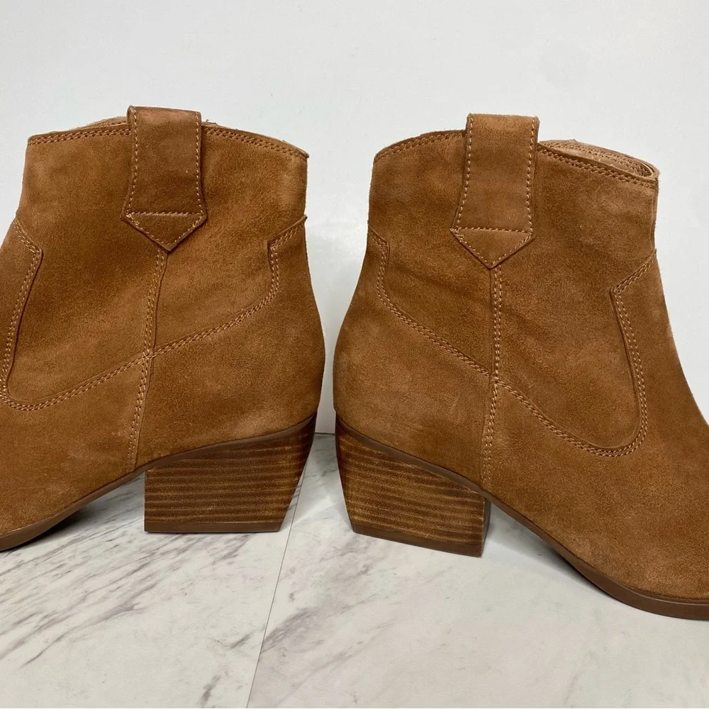 Seychelles Brown Suede Stacked Heel Bootie 6.5